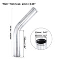 Uxcell Aluminum Alloy Tube OD 51/57/63/70/76mm Intercooler Pipe Air Intake Tube Hose 0 45 Degrees 500mm Length for Car