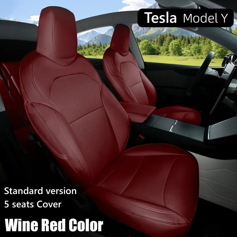 For Tesla New Model Y Juniper 2025 2026 Car Seat Cover Nappa Leather & 8 Grade Anti Fouling Wholesale Price Interior Accessories