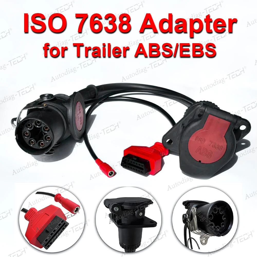 EBS ISO 7638 Trailer ABS OBD Diagnostic Adapter for Bosch/Wabco Truck OBD2 Diagnostic Cable for Autel/Autocom/LUANCH Scanner CM World