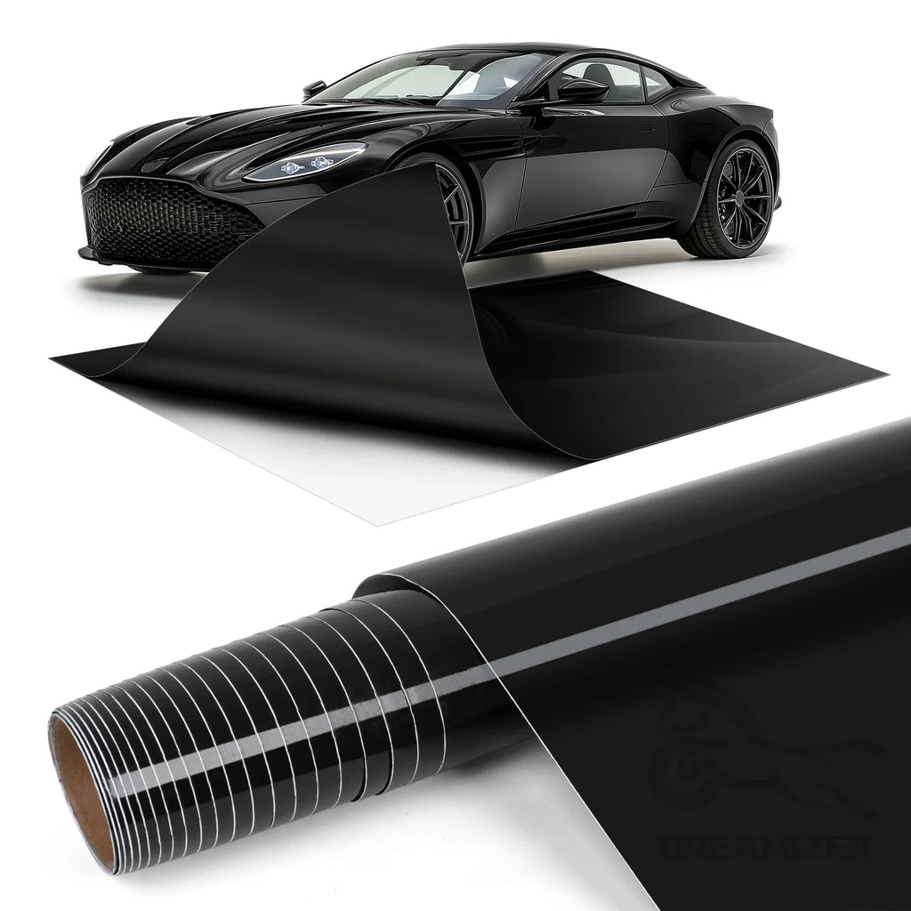 20X5FT High Glossy Black Carbon Fiber Car Wrap Vinyl Film Self Adhesive Auto Decal Bubble Car Body Film Vinyl Wrap Decals Car Mobile World