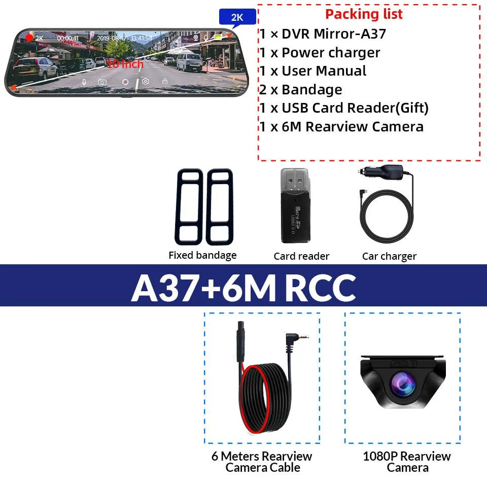 E-ACE 2K Car DVR WIFI GPS Stream Media Mirror Optional 1080P Car Video Camera Night Vision Loop Recording 24H Parking Black Box Car Mobile World
