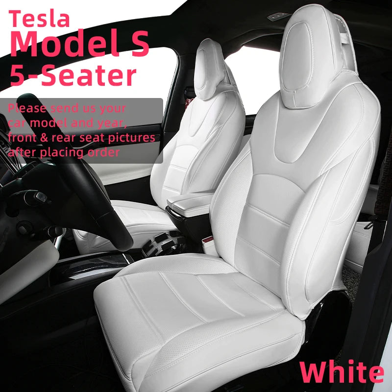 Custom Fit Car Seat Covers Specific For Tesla Model X S 360 Degree Full Covered High Quality Leather Cushion Fit 6 or 7 Seaters
