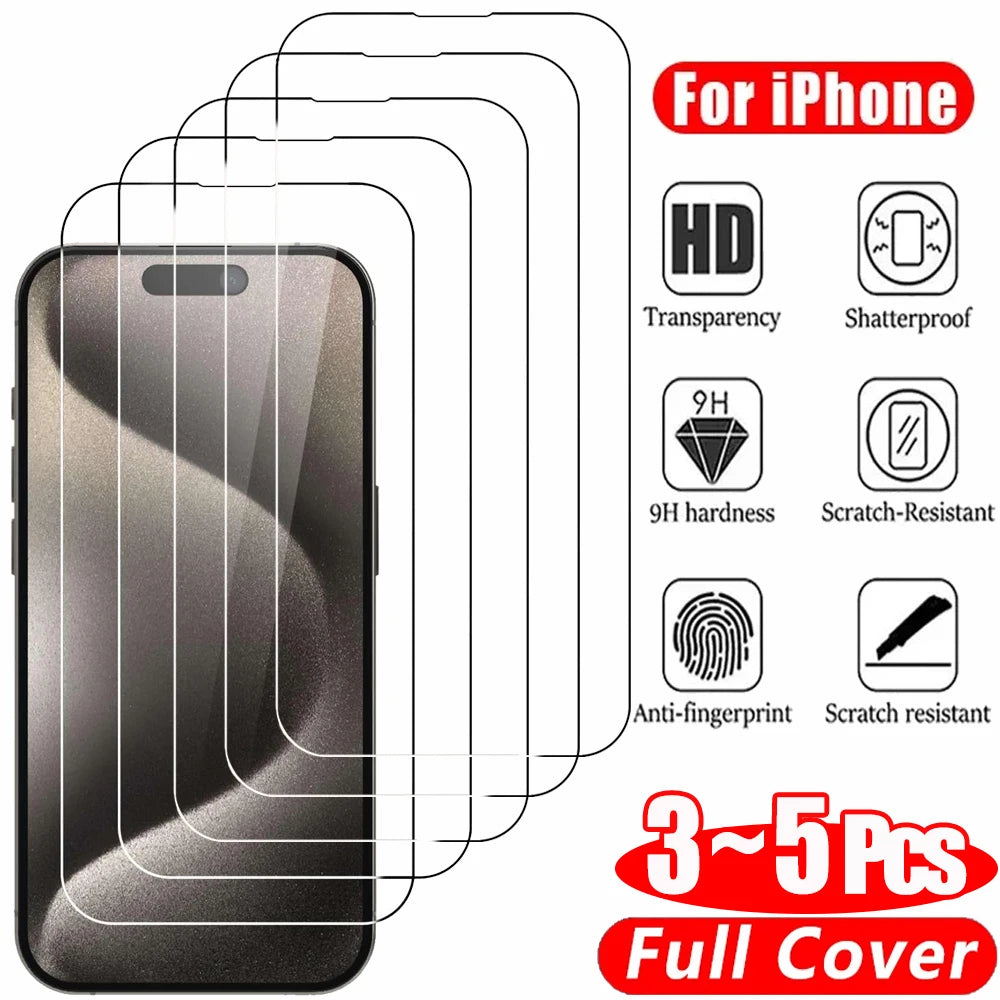 Clear Glass Film For iPhone 17 16 15 Pro Max Screen Protector For iPhone 11 12 13 14 15 Pro Tempered Glass iPhone13 Mini 16 Plus Car Mobile World