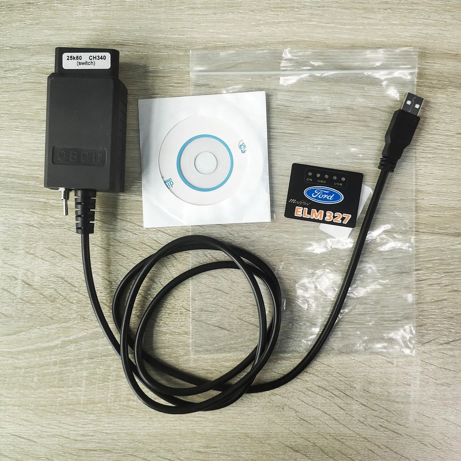 OBD2 ELM327 V1.5 USB Switch OBD Scanner for Focus ELM327 V1.5 PIC18F25K80 Modified Open Hidden for Ford Forscan HS-CAN/MS-CAN Car Mobile World