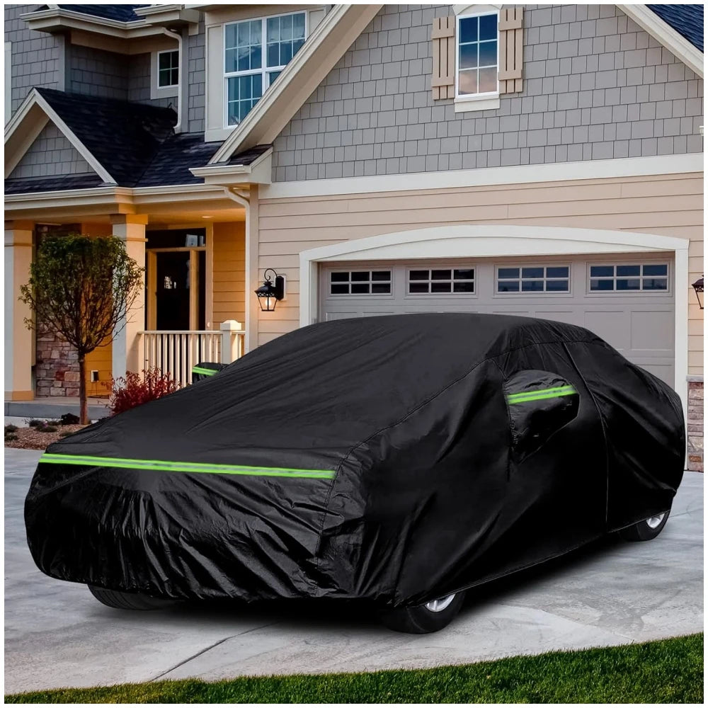 Waterproof Car Cover Fit 2005-2024 Ford Mustang with Zipper Door & Windproof Bands  for Snow Rain Dust Hail Protection