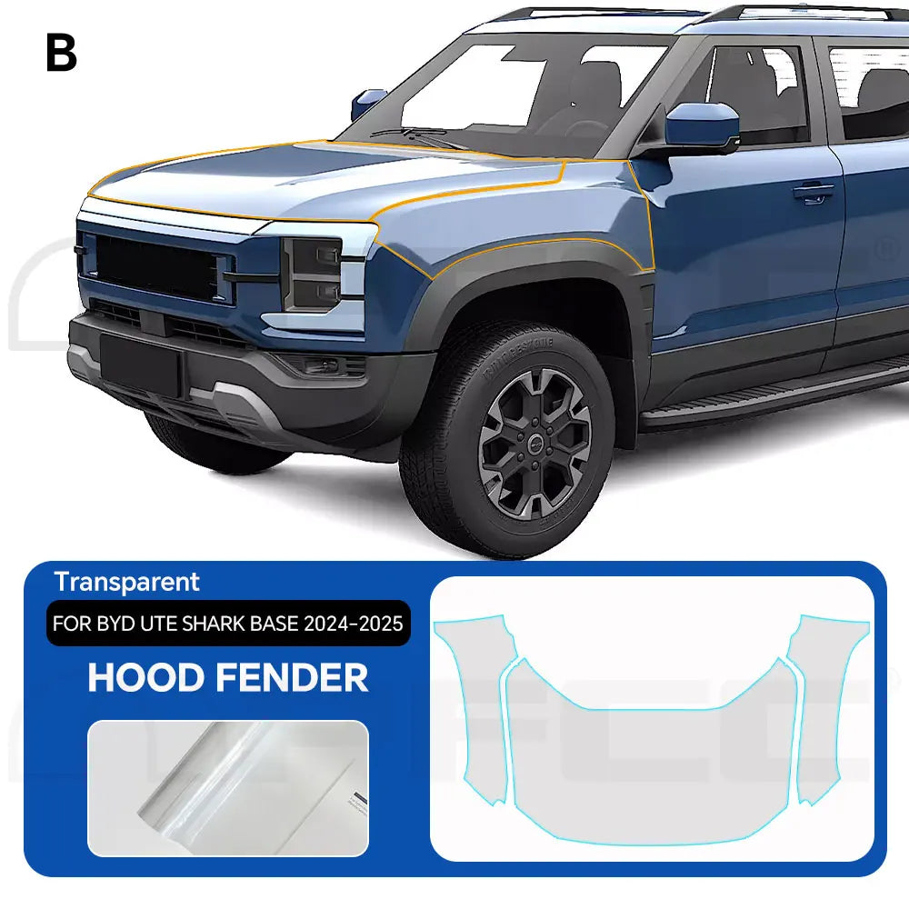 For BYD Ute Shark Base 2024-2025 9Mil TPU Paint Protection Film Car Body Sticker Anti-scratch Protective PPF Car Accessories Car Mobile World