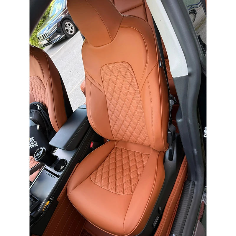 For Tesla Model 3 Y Custom Fit Car Seat Cover Accessories For Tesla 360 Degree Full Covered Perforated Artificial Leather CM World