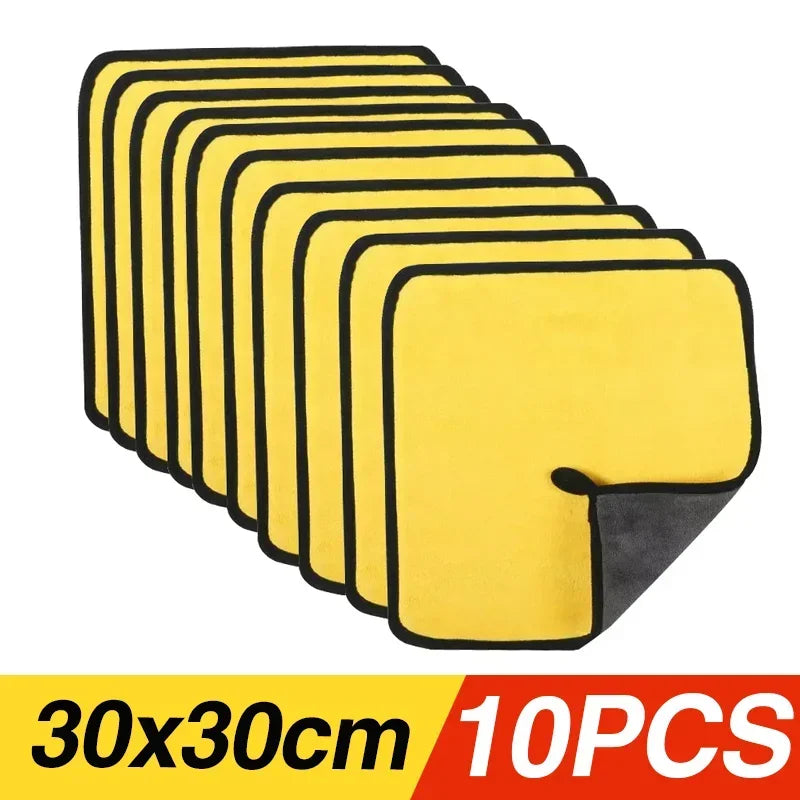 1/3/5/10PCS Car Wash Towels Cleaning Cloth Absorbent Dry Cloth General Purpose Microfiber Towel Thickened Yellow 30/40/60cm CM World