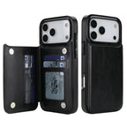 For iPhone 17/Air/17 Pro/17 Pro Max Wallet Case With Card Holder,PU Faux Leather Kickstand Card Slots Case,Double Magnetic Clasp