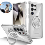 Rotating Magnetic Bracket Case For Samsung Galaxy S26 Ultra S26 Plus S26 Ring Stand Holder Transparent For Magsafe Cover