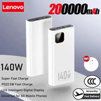 Lenovo 200000mAh 140W Ultra Capacity Power Bank Super Fast Charge CCC Certification Portable Battery Charger For IPhone Samsung Car Mobile World