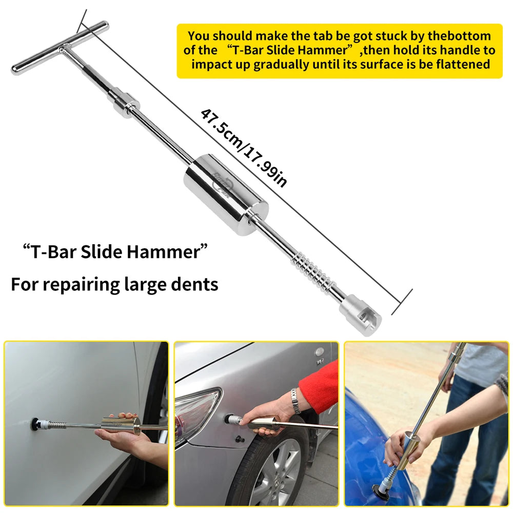 PDR Car Dent Repair Tools Kit LED Line Board Crowbars Rubber Hammer Pump Wedge Dent Removal Lifter Induction Heater Hand Tool Ki
