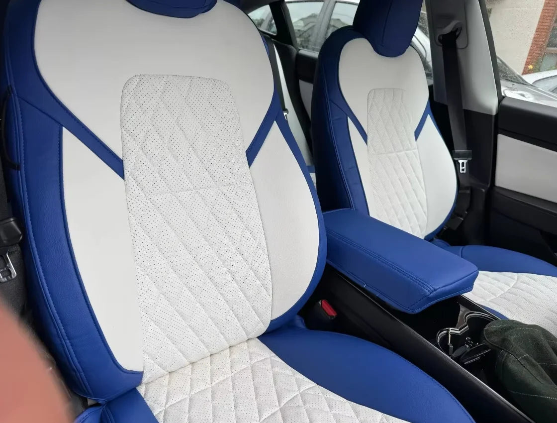 For Tesla Model 3 Y Custom Fit Car Seat Cover Accessories For Tesla 360 Degree Full Covered Perforated Artificial Leather CM World