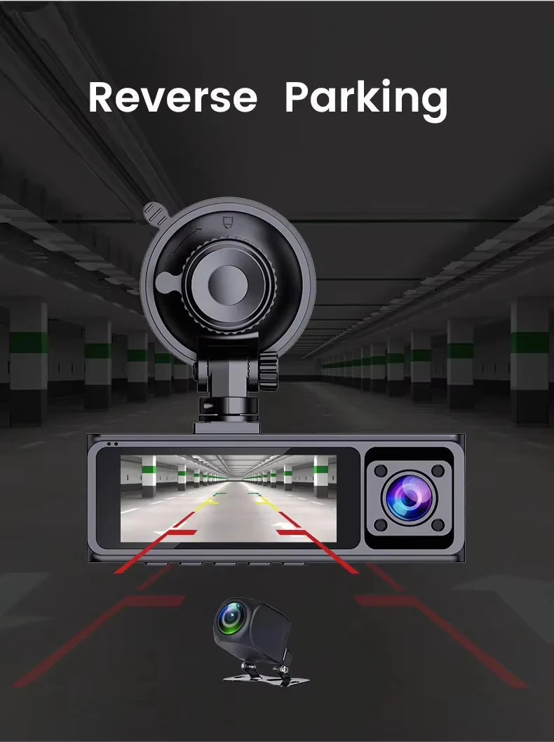 2.5K 3 Channel Dash Cam Front Inside Rear Car Driving Recorder HD Three Way Video Camera WiFi Mobile Phone App Control Car Mobile World