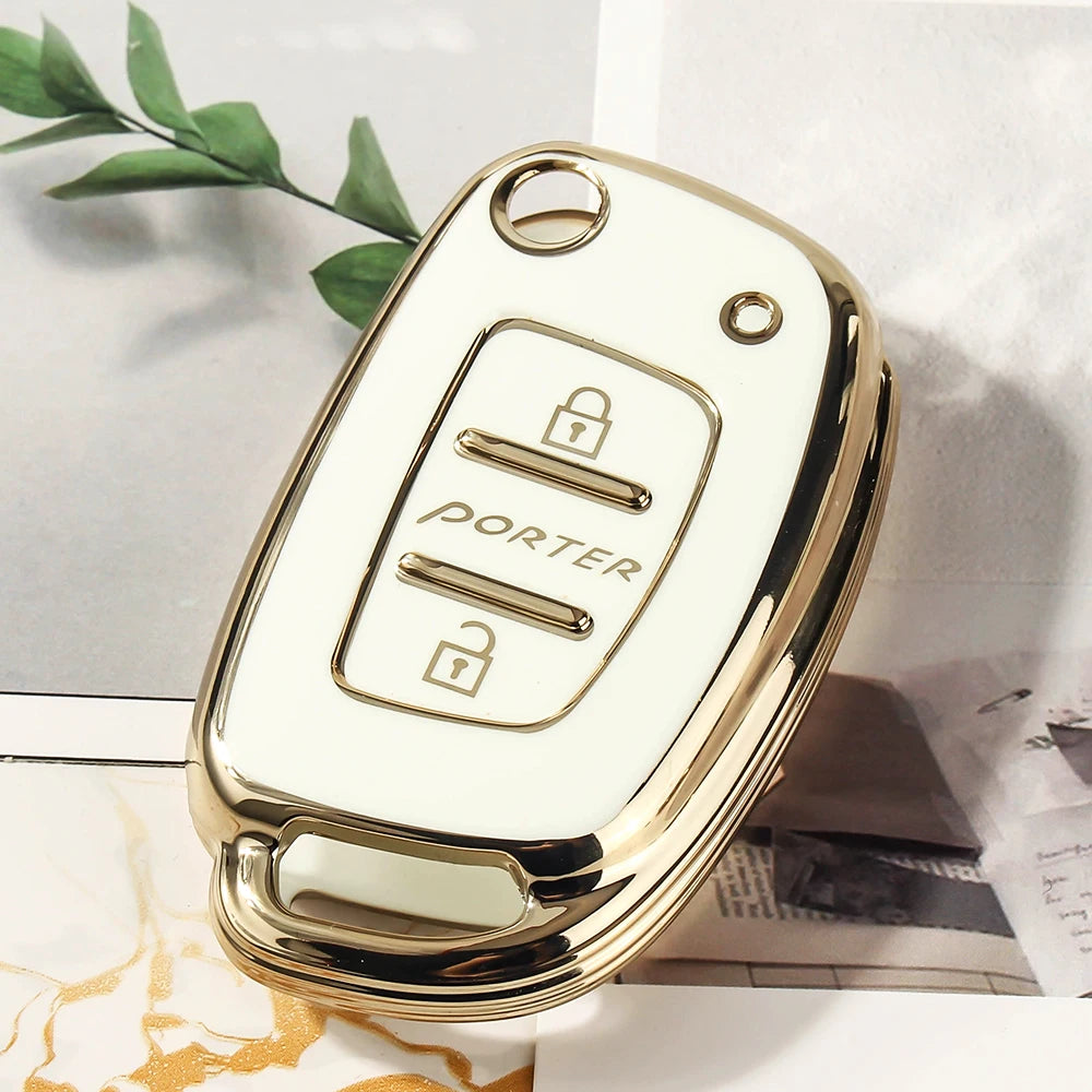 KEYYOU for Hyundai Porter Car Accessories Flip Folding Car Key Control Holder Keychain 3 Bottons TPU Car Key Fob Case Cover