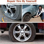 Car Tire Repair Tool Kit with Rubber Strips Tubeless Tyre Puncture Studding Plug Auto Motorcycle Truck Vacuum Tire Repair Tool
