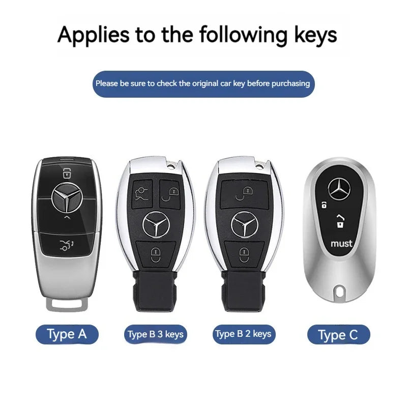 1pcs Leather Car Smart Key Case Cover Shell Fob Holder For Mercedes Benz A B C E S  R-Class C43 CLA GLB GLC GLK SLK SL Vito W20 CM World