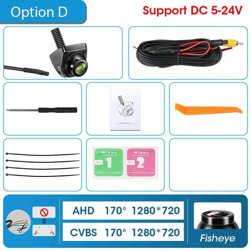 AHD 1920x1080P CVBS Night Vision 12V IP68 Waterproof 170° Degree Fisheye Golden Lens Full HD Vehicle Backup Car Rear View Camera Car Mobile World