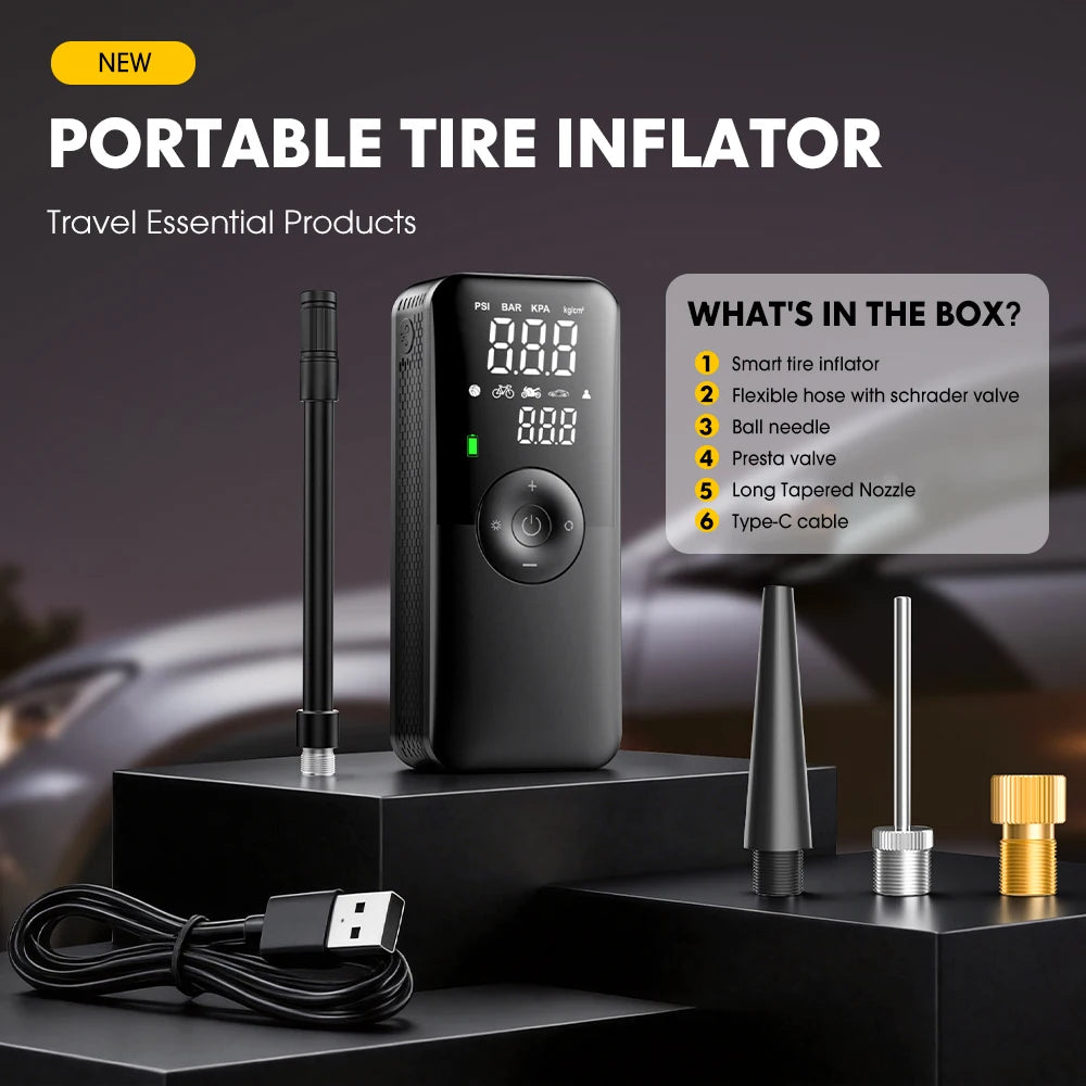 CARSUN Portable Tire Inflator Rechargeable Electric Inflator For Car  Bicycle Digital Air Compressor Football Ball Inflator Pump CM World
