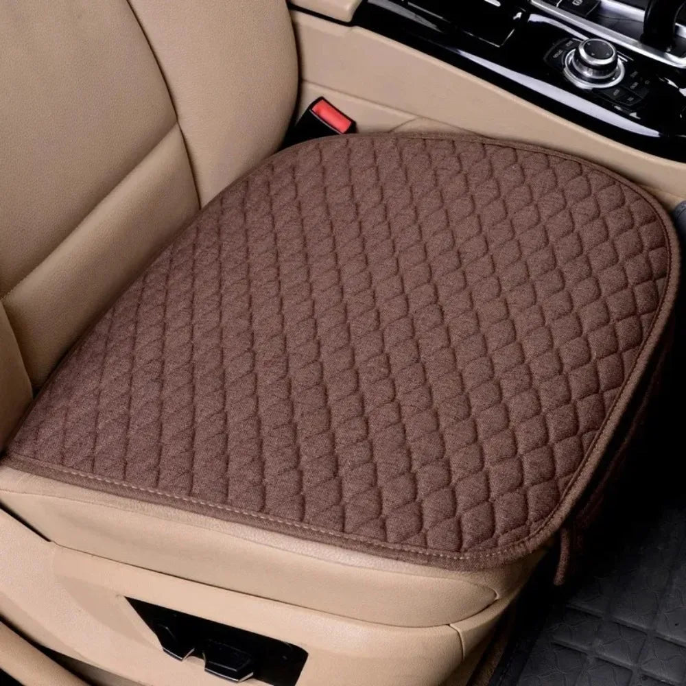 Universal Linen Car Seat Cushion Without Backrest – Non-Slip Design, Uses for Front Seat Driving & Office Car Use CM World