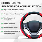 Concave Convex Massage Steering Wheel Cover 38cm Microfiber Leather Cover Non-Slip Breathable Car Steering Wheel Protector