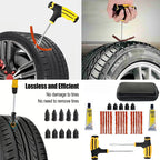 Portable Car Tire Puncture Repair Kit T-Handle Tools Glue Strips Universal for Truck Motorcycle RV Roadside Safety