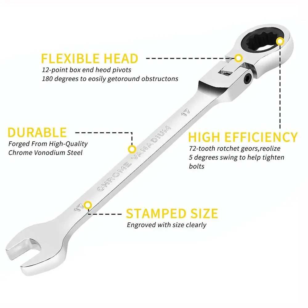 Dual Heads Dual Heads Ratchet Wrench Quick Release 72 Teeth Ratcheting Combination Wrenches Reversible Ratchet Spanner