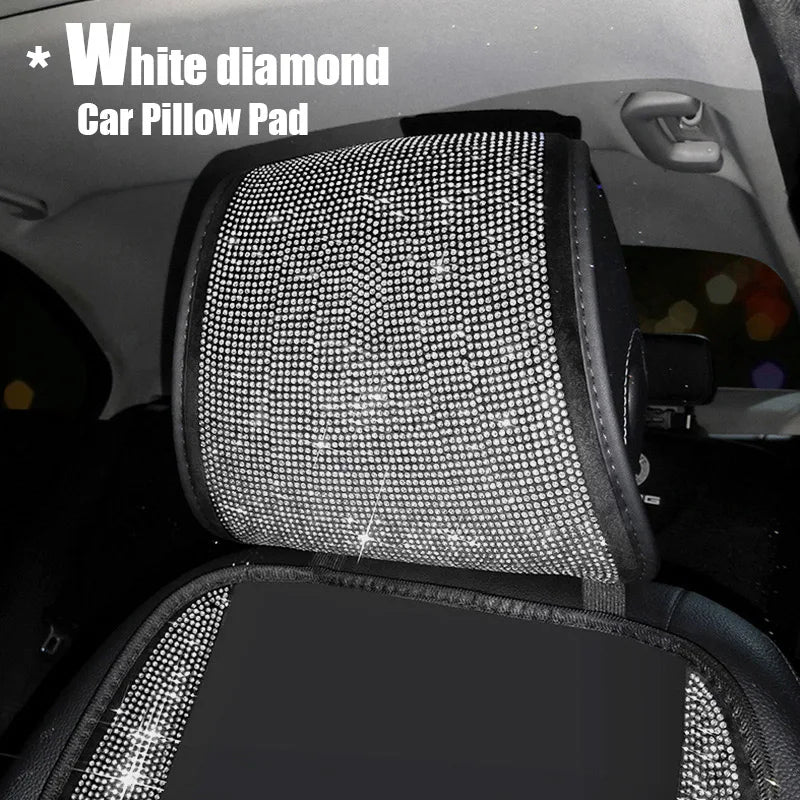 Universal Crystal Rhinestone White Diamond Car Interior Seat Covers Cushion Decoration For Women Ladies Gifts Auto Accessories CM World