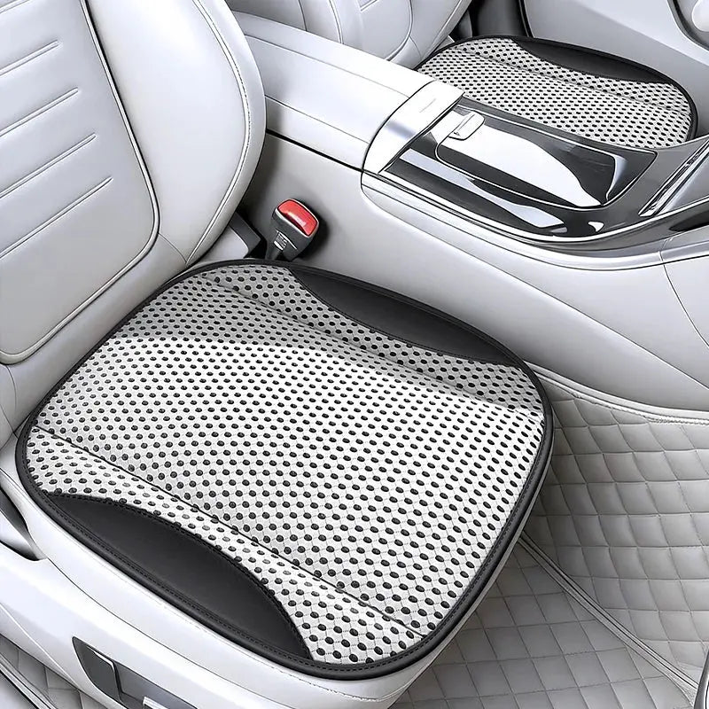 Hollow Mesh Sandwich Mesh Universal Car Seat Cushion Stitched with Premium Nappa Leather Edging Breathable and Comfortable Gifts Car Mobile World