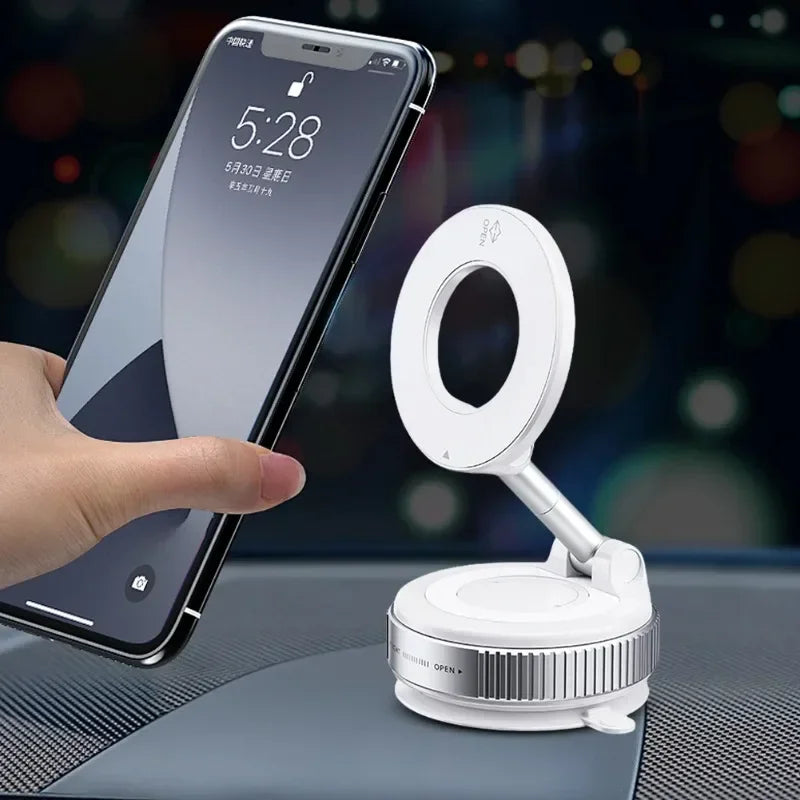 Magnetic Vacuum Phone Holder Car Mount Vacuum Adsorption Car Phone Mount Foldable Car Navigation Holder for Gym Bath Shower