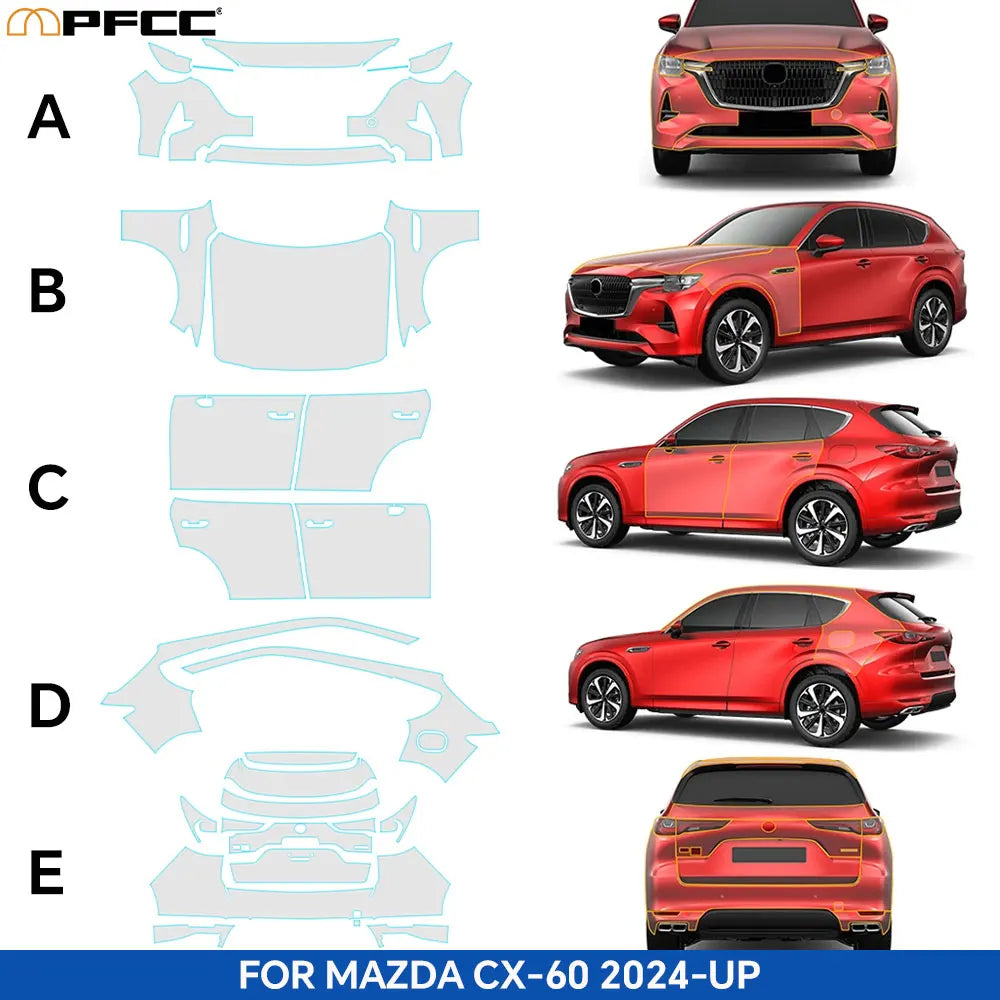 For Mazda CX-60 2024-2025 Clear Paint Protection Vinyl Film Precut Full Car Anti-Scratch UV Protection Invisible Car Wrap Film Car Mobile World