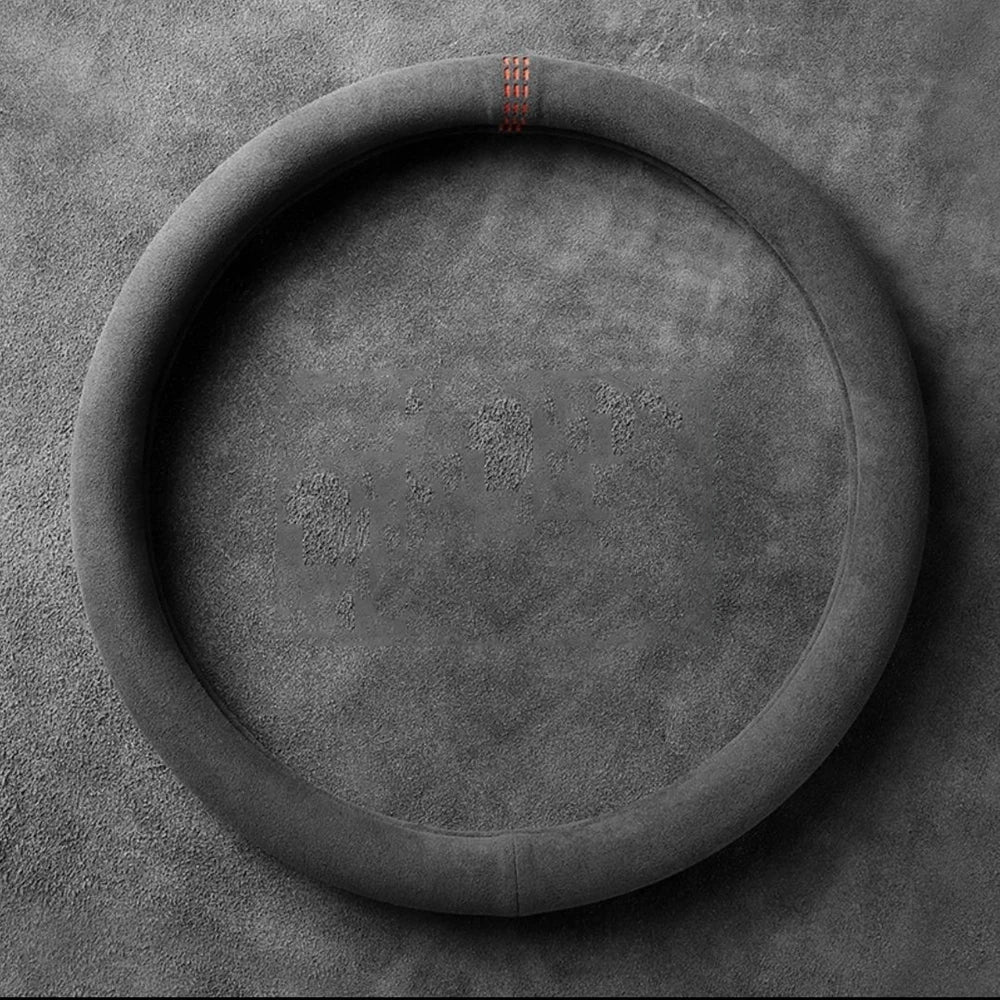 Car Steering Wheel Covers Cowhide Suede Steering Wheel Cover Wrap Universal 37-38cm Breathable Steering Covers Car Accessories CM World