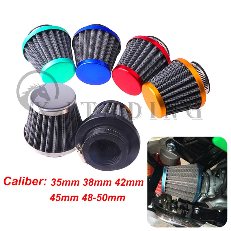 Motorcycle 35mm 38mm 42mm 45mm 48mm Mushroom Head Air Filter Cleaner Intake Pipe Modified Scooter Pit Dirt Bike ATV Universal CM World