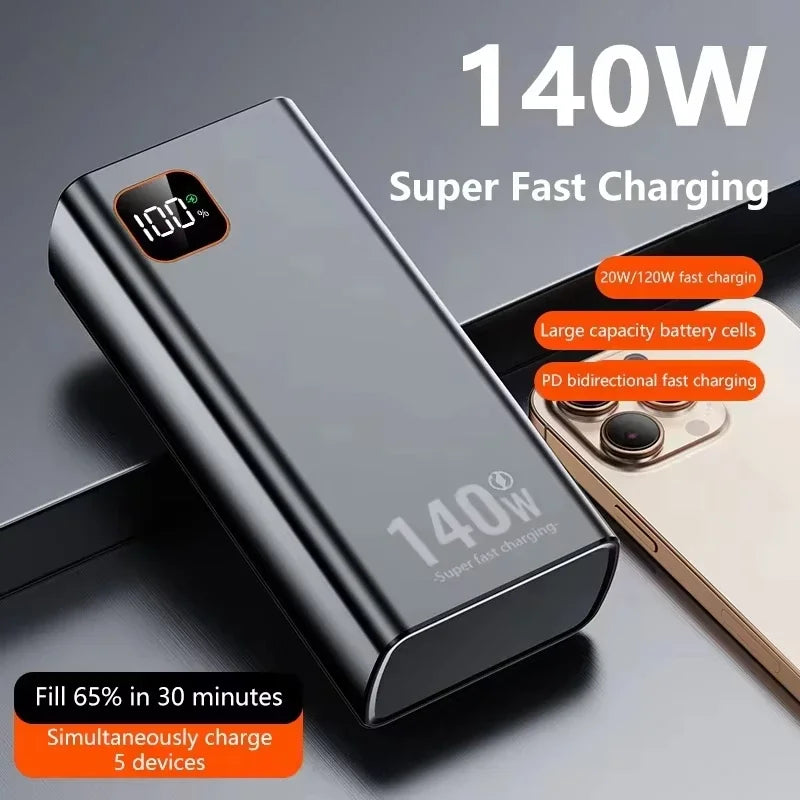 Lenovo 140W Super Fast Charging 500000mAh Ultra Capacity Portable Charger Power Bank CCC For iPhone Samsung