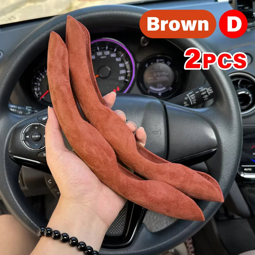 2PCS Car Steering Wheel Covers Booster Micro Fiber Leather Auto Interior Decorative Accessories Glossy Carbon Fiber Looking CM World