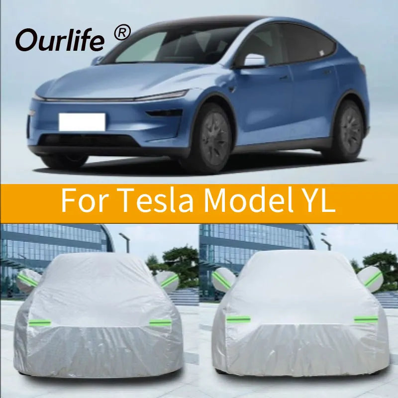 For Tesla Model YL 2026 Full Car Covers Outdoor Sun Anti UV Rain Snow Dust Protection PEVA Cloth Accessories Car Mobile World