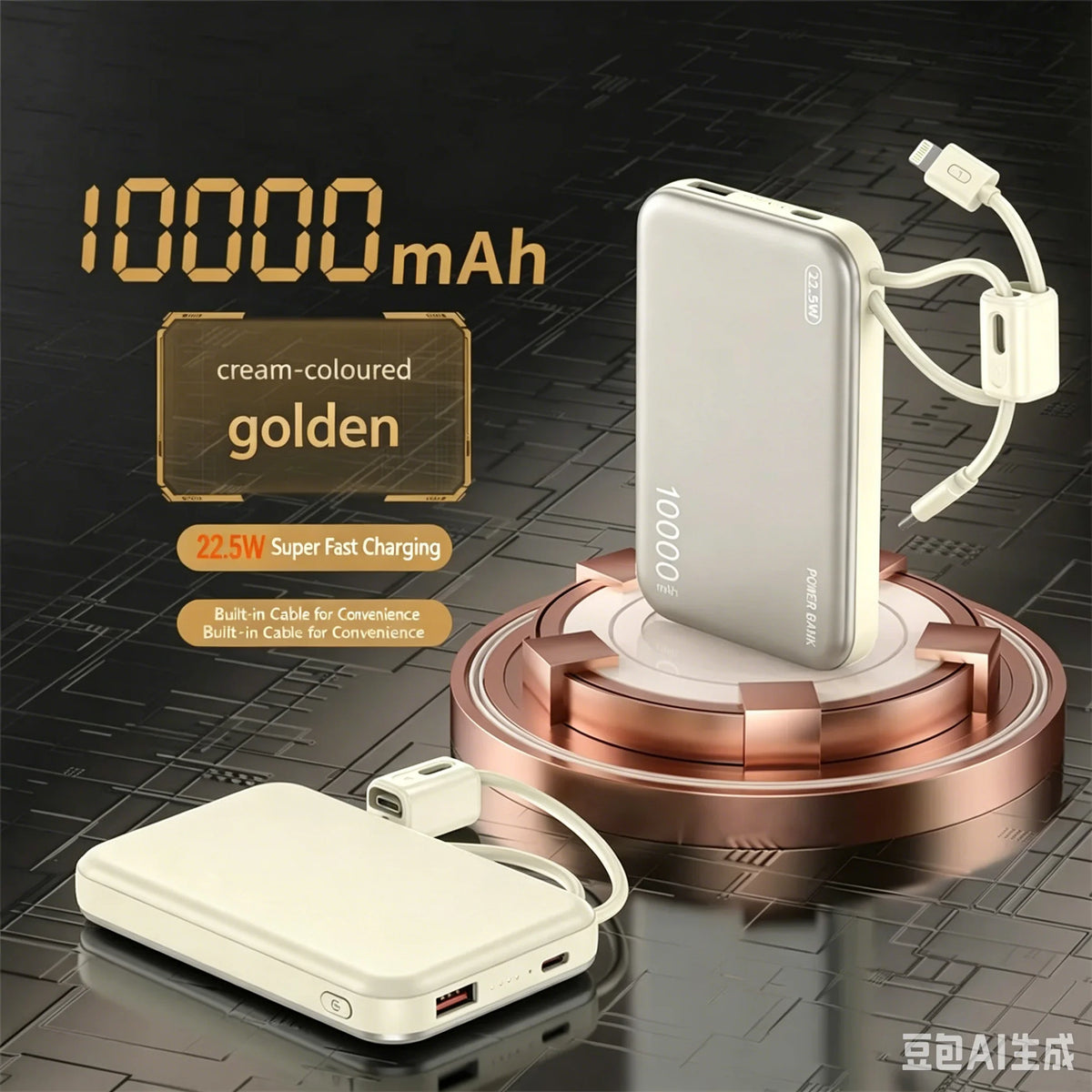 20000mAh Power Bank Built in cables 22.5W Fast Charging External Battery CCC 3C Power Bank for Samsung for iPhone