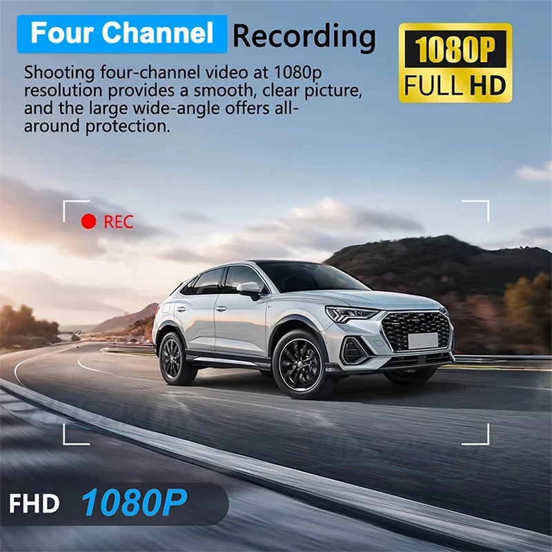 New 3/4 Channel Dashcam FHD 1080P Car Driving Camera Black Box Night Vision Loop Recording G-Sensor 24H Parking Guard Mode