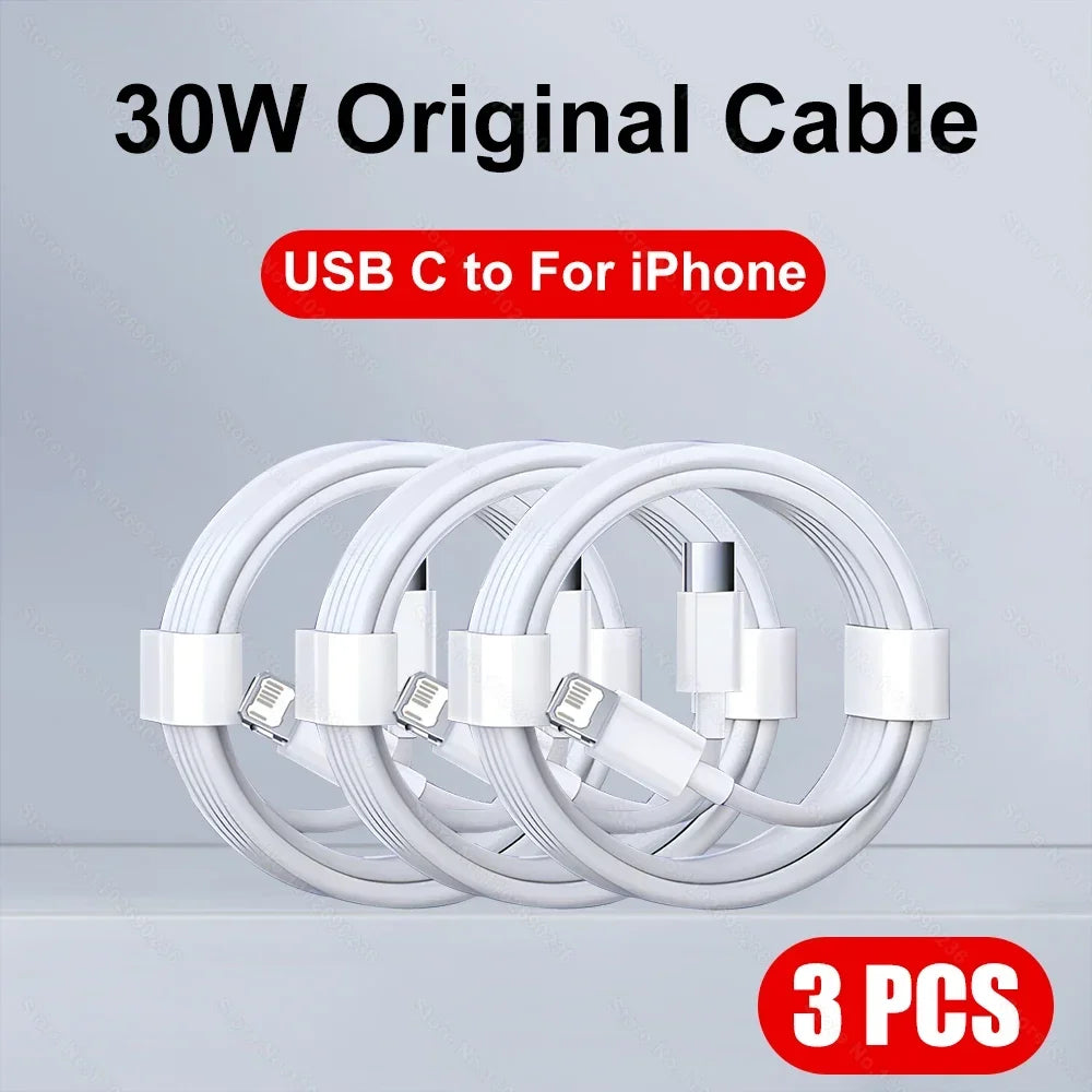 5-1pcs 30W Fast Charging Cable For  iPhone 13 12 11 14 Pro Max Mini USB C Cable For X XR XS MAX 7 8 14 Plus 6 Accessories