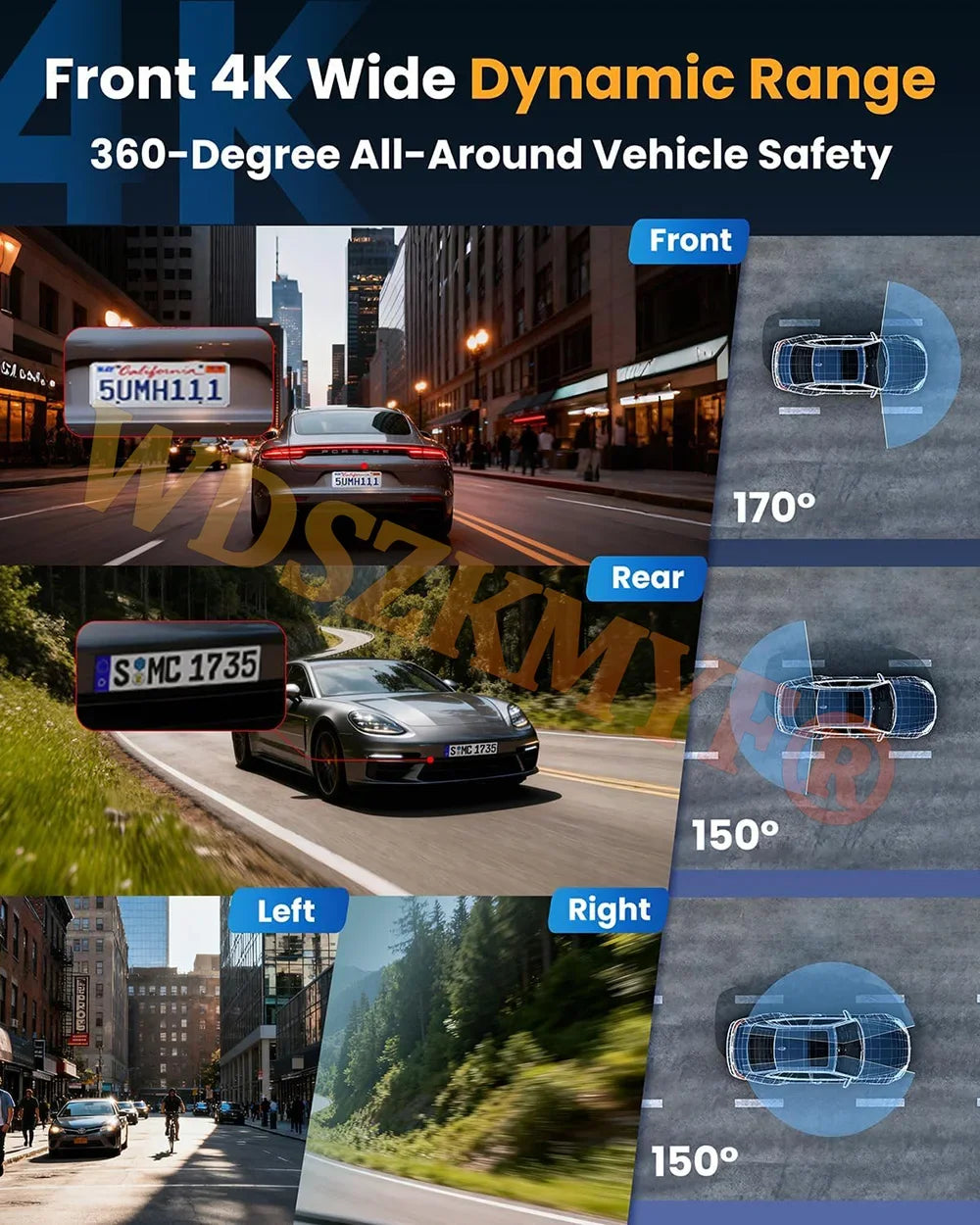 New Quad Lens Car Camera 360° WIFI 4K / 1080P dashcam 24H Parking Monitor G-Sensor Night Vision Car Security Accessory