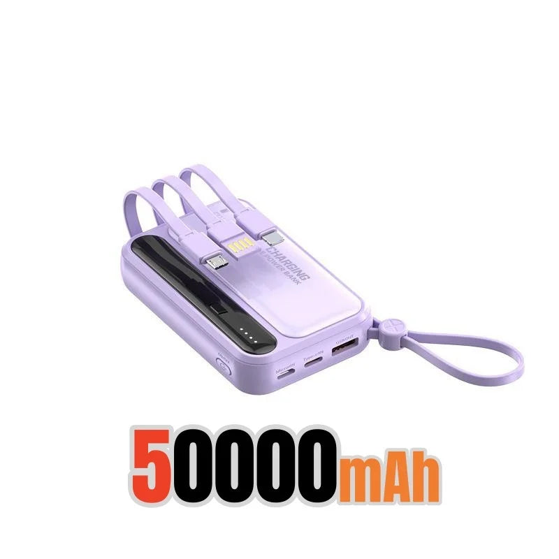 500000mAh Power Bank BuiIt in 4 Lines Super Fast Charging Large Capacity Portable External Battery for All Phones 2026
