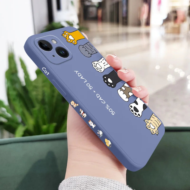 Cat Litter Phone Case For iPhone 17 17 Air 16 16e 15 14 13 12 11 Plus Pro Max Mini X XR XS Plus Liquid Silicone Cover