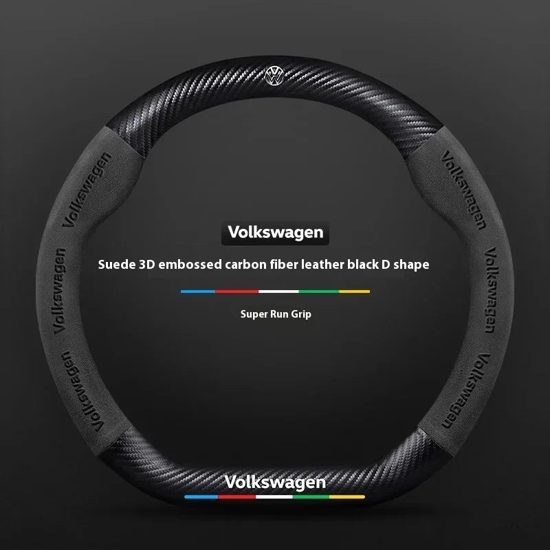 Car Anti-Slip Suede Steering Wheel Cover For Volkswagen Passat Golf GTI Beetle Tiguan Touareg Polo T-ROC ID.3 ID.4 Jetta T-Cross CM World