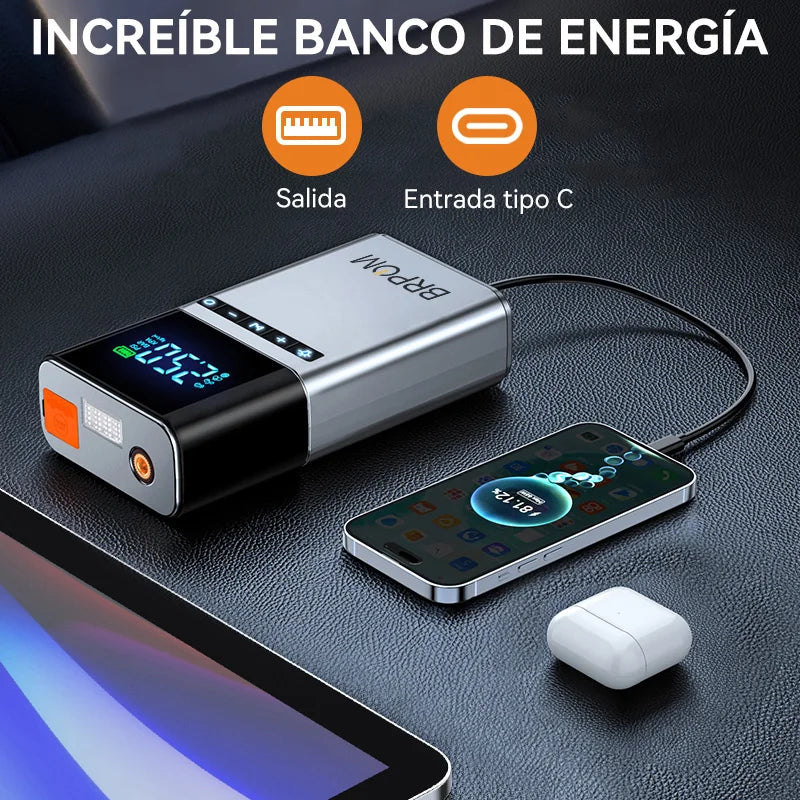 4 In 1 Jump Starter Air Compressor Power Bank LED Light 12000mAh 150PSI Wireless Electric Pump For Outdoor Travel Car Electronic