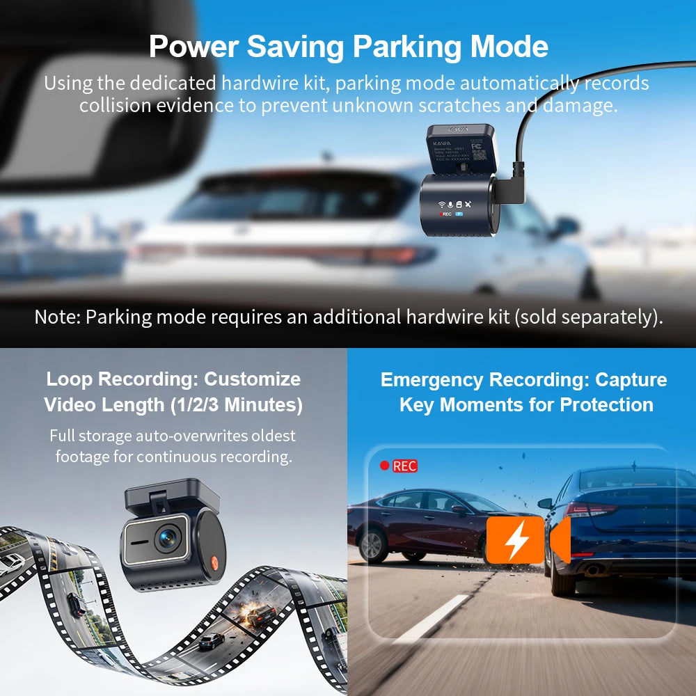 KAWA 4K Front Dash cam MINI 7 Pro,WiFi Car Camera with APP/Voice Control/WIFI6/GPS, AUTO Video Recorder,Dashcam,HDR,Dash camera Car Mobile World