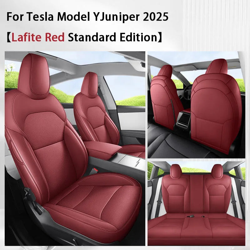 TCYZ For Tesla New Model Y Juniper 2025 Full Set Seat Covers Leather Breathable Car Seat Cover Cushion Protector Replacement CM World