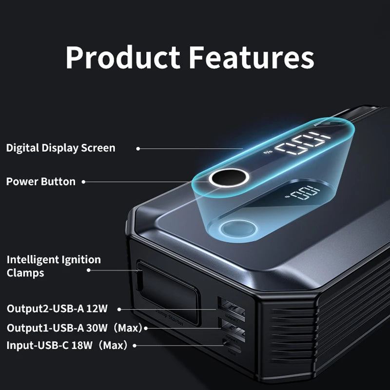 Baseus 20000mAh Car Jump Starter Power Bank 8000A 12V Portable Car Battery Starter Car Battery Emergency Booster Starting Device