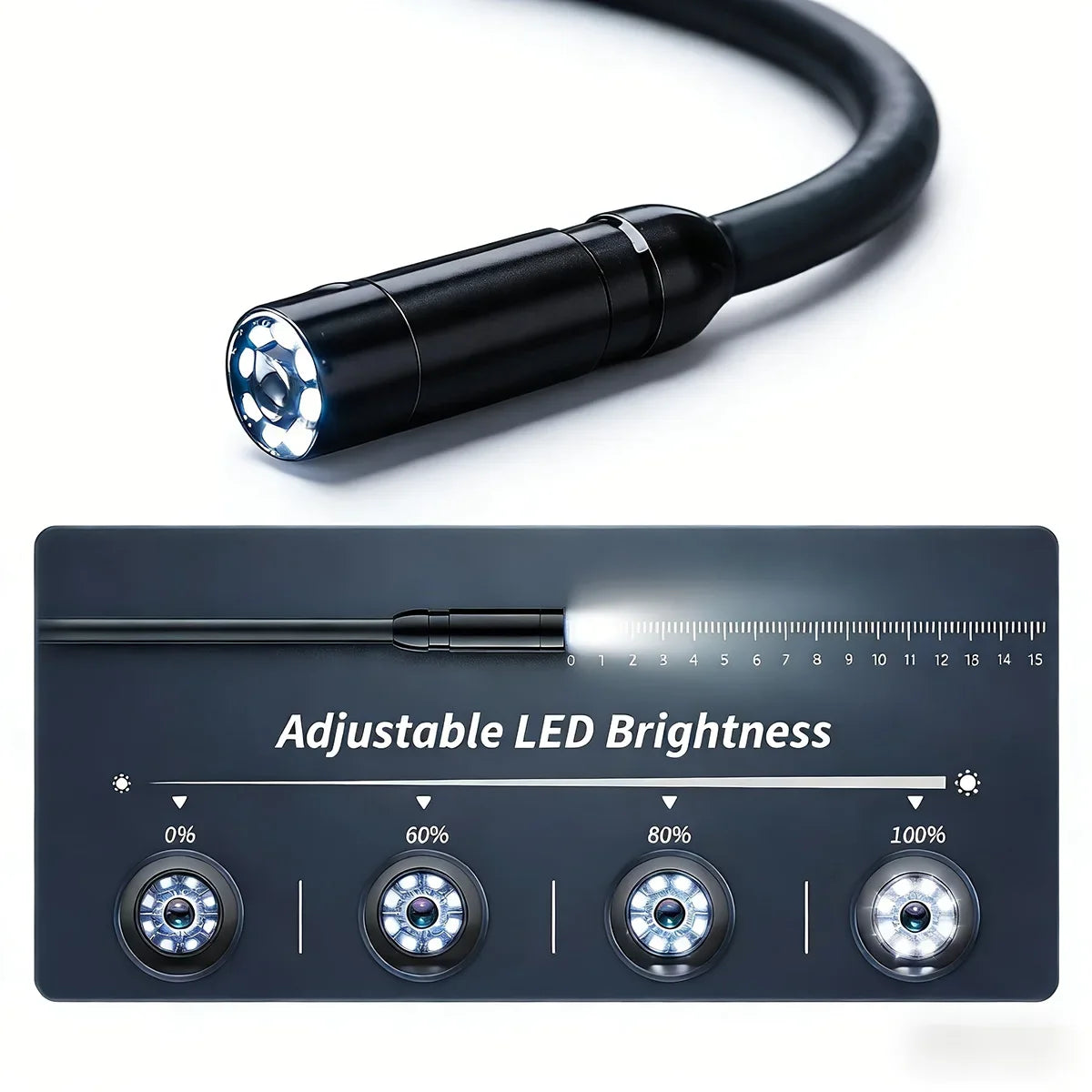 Industrial Endoscope Camera 4.3 "Single Lens 8mm HD 1080P Car/Pipe Inspection Borescope IP67 Waterproof Sewer Camera With 8 LEDS