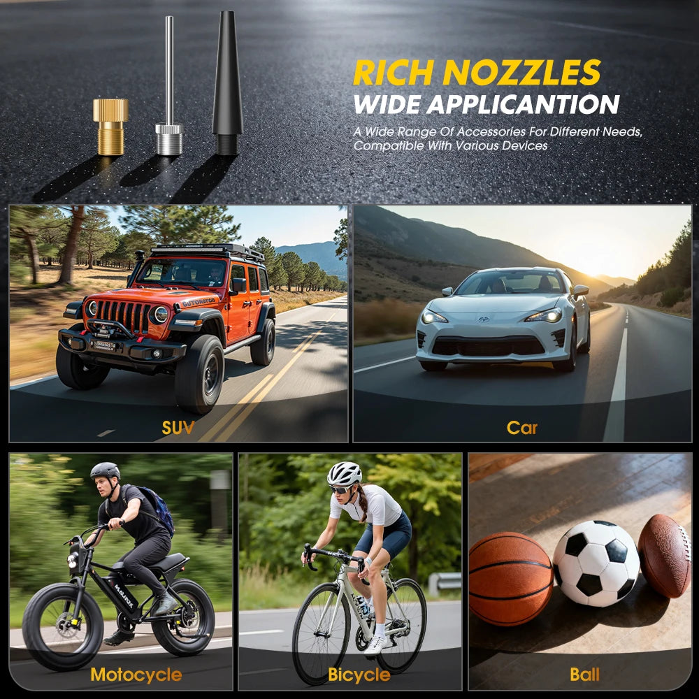CARSUN Portable Tire Inflator Rechargeable Electric Inflator For Car  Bicycle Digital Air Compressor Football Ball Inflator Pump CM World