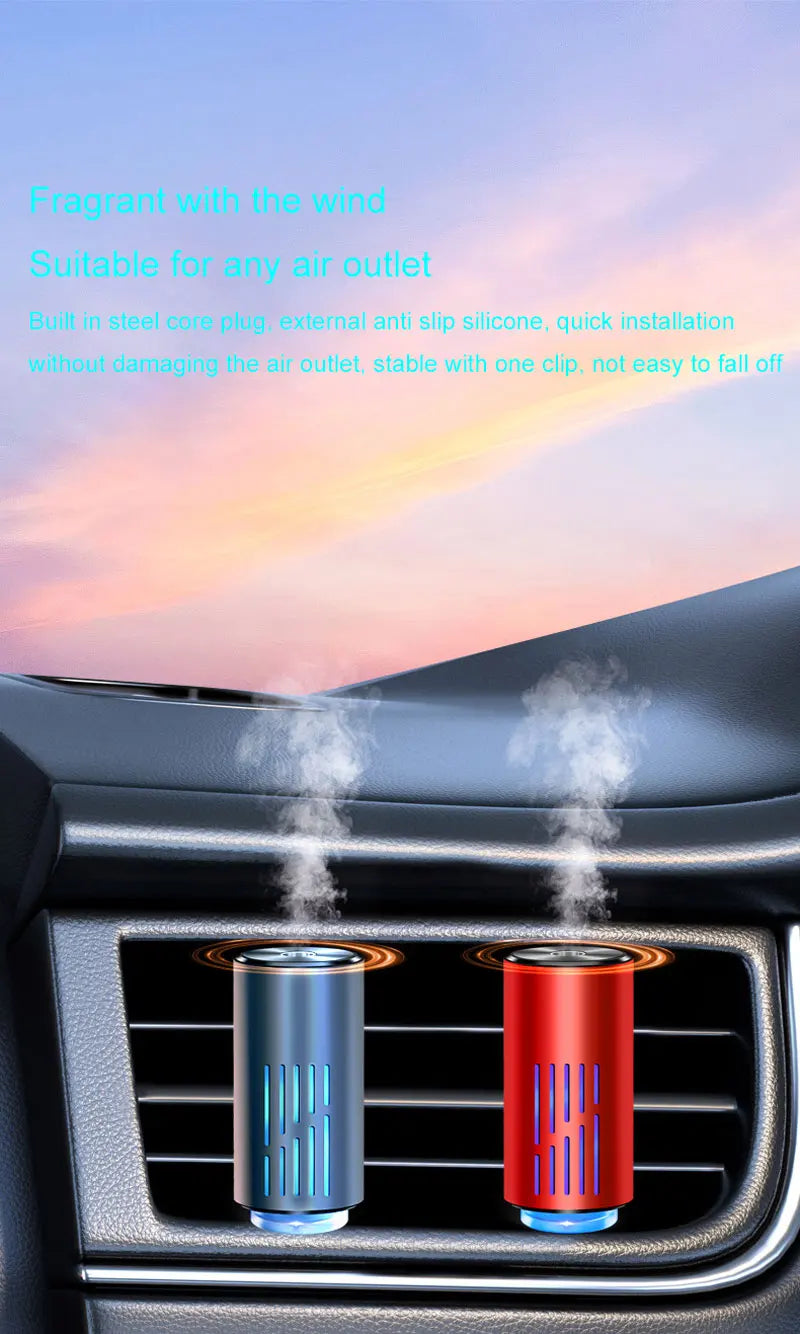Car Aroma Diffuser Air Freshener Odor Eliminator  Vechile Air Vent Perfume Night Light Refill Fragrance